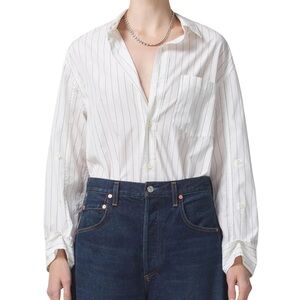 Citizens of Humanity Kayla Button Up in Bitter Chocolate Stripe EUC sz L